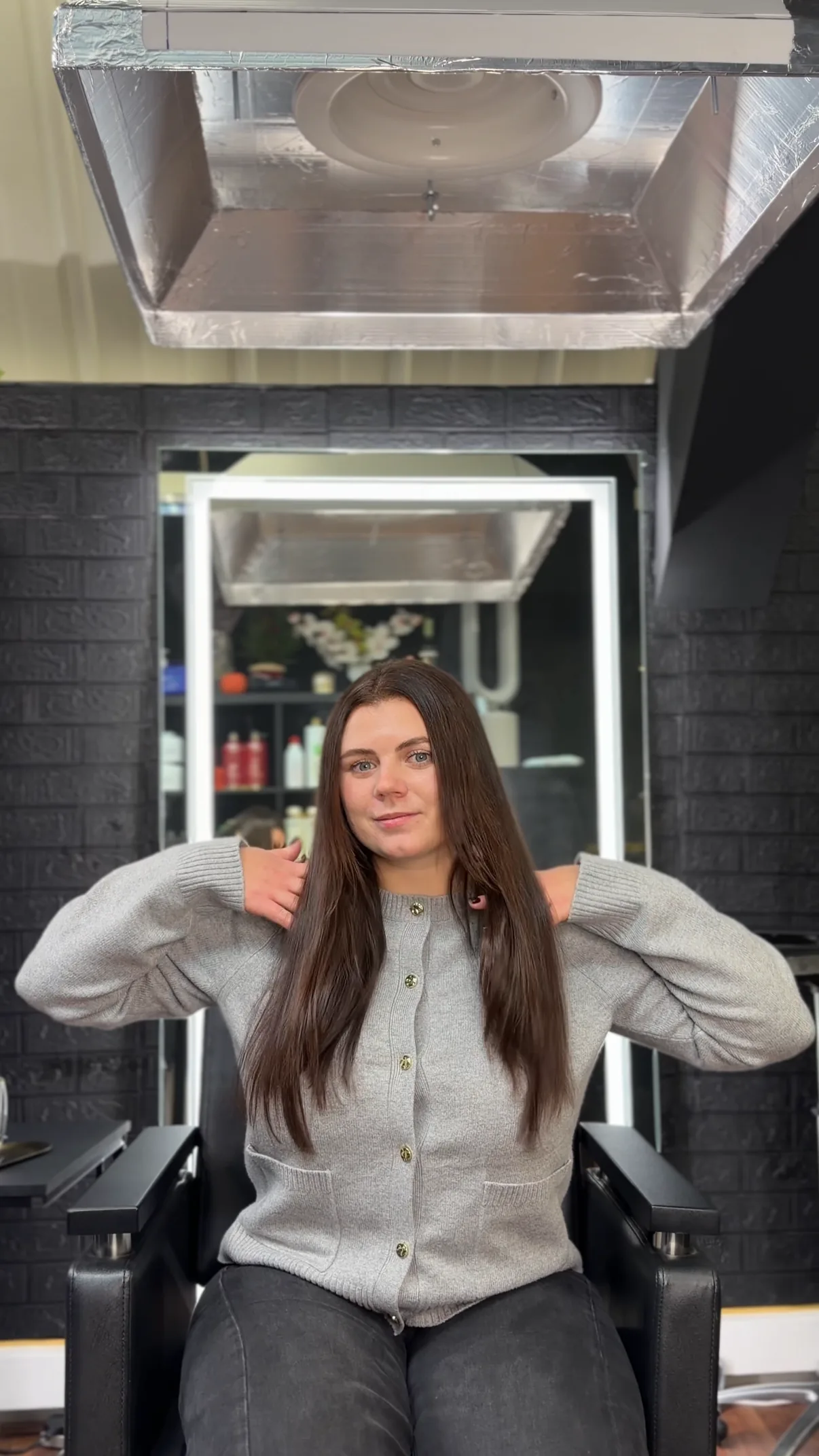 Hair after treatment — sleek long straight hair front view