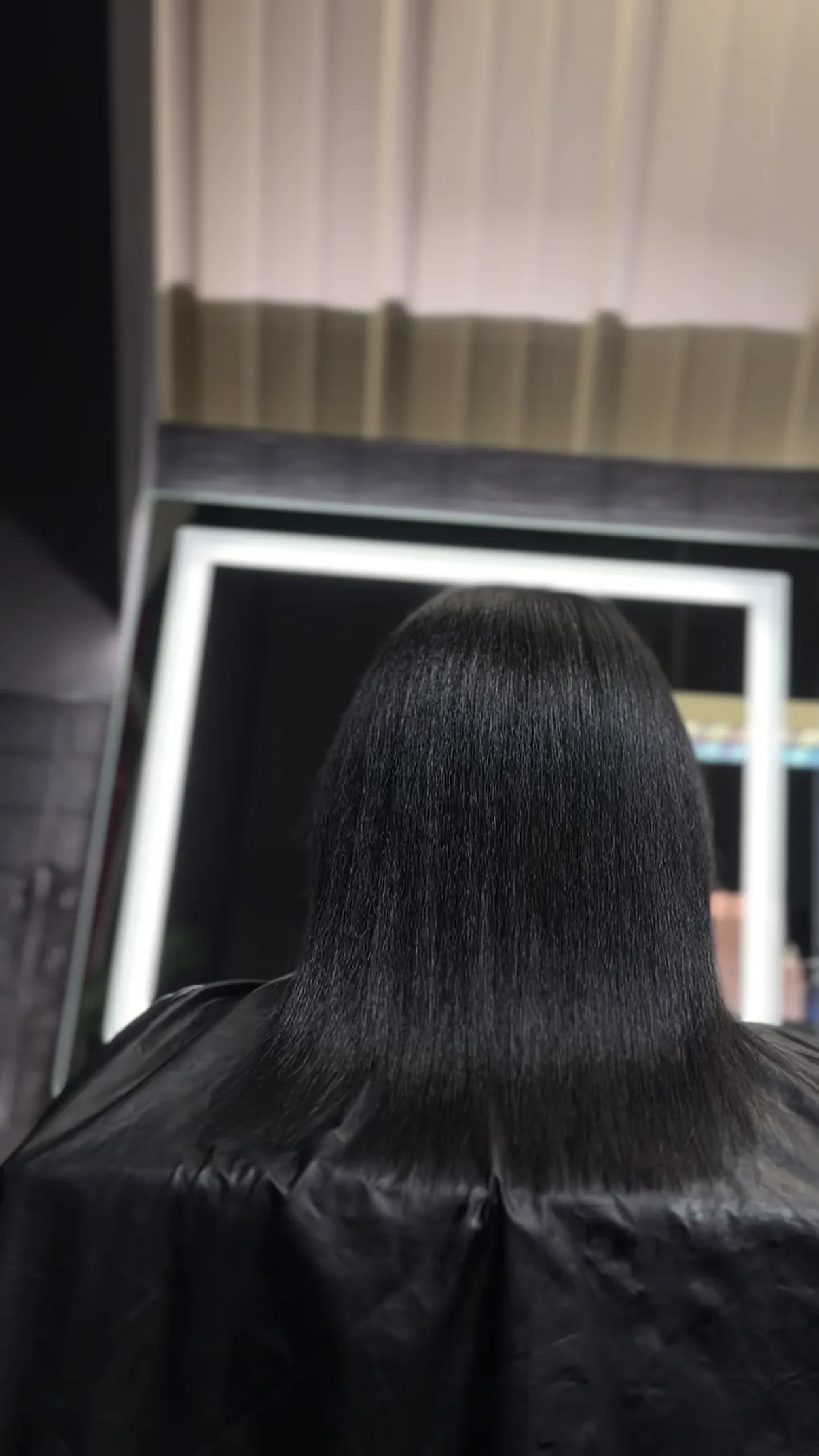 Hair after treatment — silky straight black hair