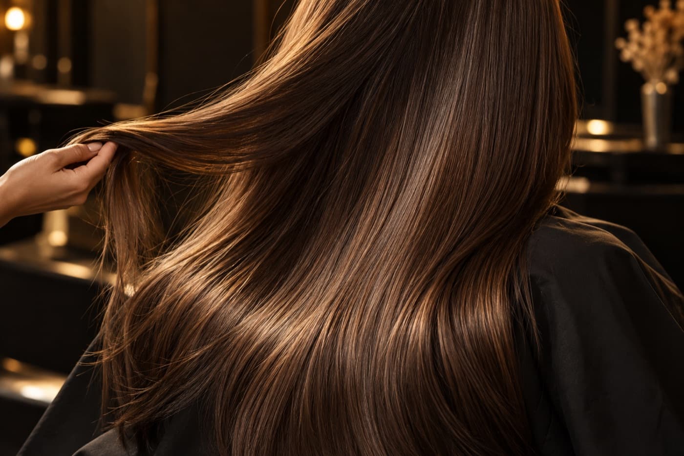 Illustrative cover image: long smooth hair catching warm studio light (generated for this page)